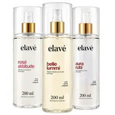 Kit Elavé Body Splash Feminino Rosé Attitude | Belle Lummi | Aura Rubi 200ml - Inspirado Delina | Est Belle | Baccarat