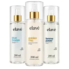 Kit Elavé Body Splash Blue Breeze | Golden Chic | Femme Power 200ml - Inspirado Light Blue | J'Adore | Good Girl