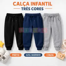 Kit 2 Calça Infantil Moletom Calça Infantil de Moletom Calça Escolar Flanelada Calça Infanto Juvenil