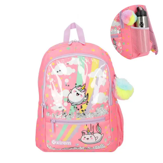 Mochila Menina Bolsa infantil Escolar Xtrem Logan Unicórnio Rosa