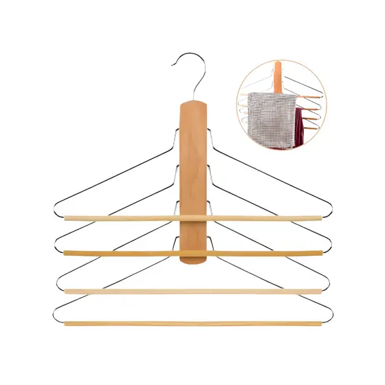 Cabide De Madeira Closet Para 4 Calça Camisa Vestido 4 Em 1
