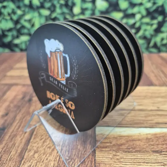Porta Copo kit com 6 bolachas de 9cm e uma com base de acrílico para decoração
