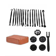 Kit Para Iniciantes : Estecas 16 Pçs + Cortador Carretilha 5 em 1 + 1Kg de Argila Natural