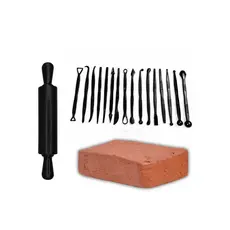 Kit Iniciante Para Artesanato ( 16-Estecas + 1-Rolo + 1-Kg Argila)