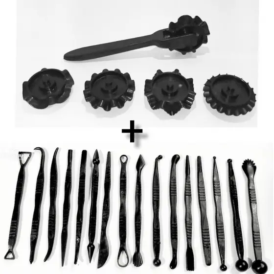 Kit Estecas 16 Peças + Cortador Carretilha 5 em 1