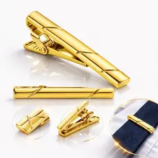 Prendedor De Gravatas Slim e Tradicional Inoxidável Tradicional Dourado Prateado