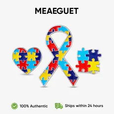 Meaeguet Autismo Pin Colorido Quebra-Cabeça Fita Broche Crachá Para Roupas Mochila Crianças Adolescentes Adultos
