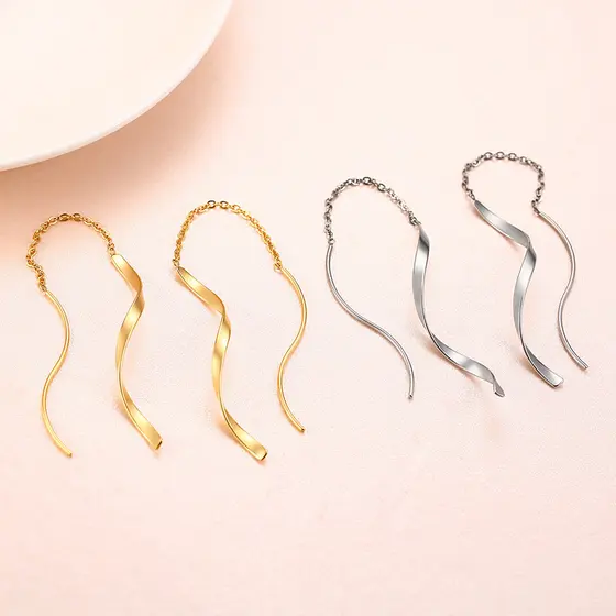 Brinco Com Borla De Aço Inoxidável Para Mulheres / Meninas / Senhoras