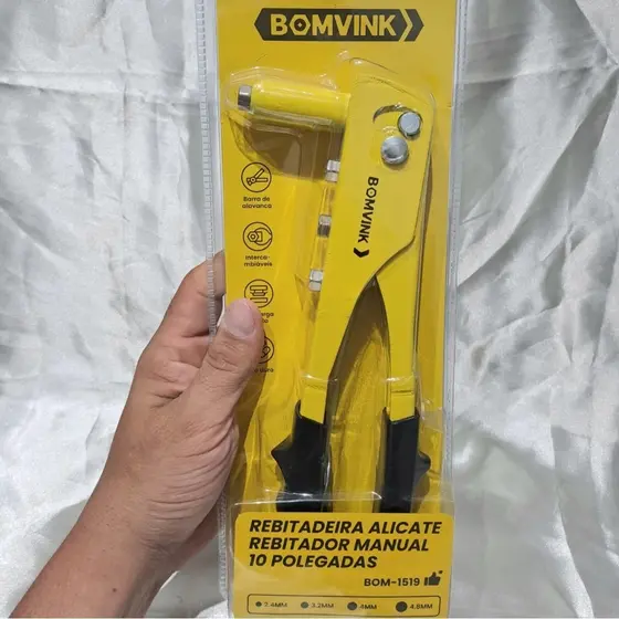 Rebitadeira 10” de Aço Forjado – Alicate Rebitador com Cabo Ergonômico e Kit 4 Bicos