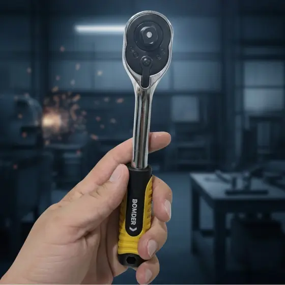 Catraca Reversível 3/8" Profissional – Aço Carbono, Cabo Confortável