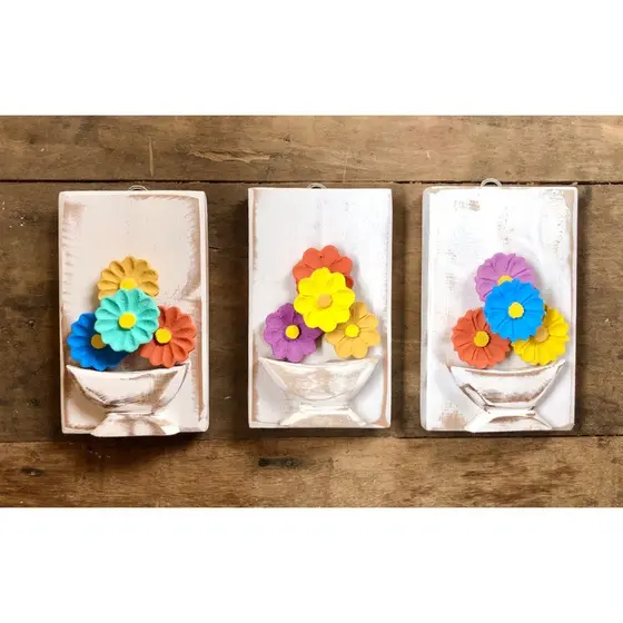 Kit 3 Mini Quadrinhos em Madeira Quadro Decorativo Quadro para Sala Quadros Decorativos