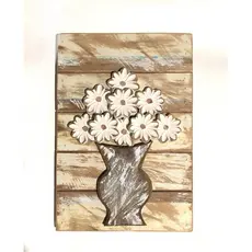 Quadro Rústico Madeira Demolição Branca Quadro para Varanda Quarto Sala Enfeite Decorativo Flor Madeira
