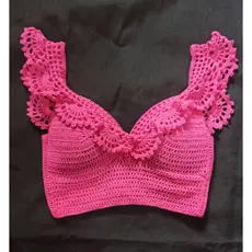 Cropped Ciganinha em crochê com Bojo Top Cropped Moda feminina