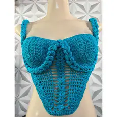 Cropped top corset crochê trançado