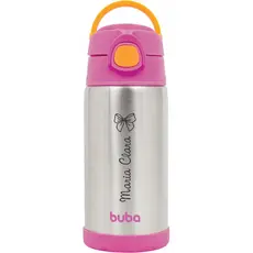 Garrafa térmica 400ml parede dupla Buba ROSA personalizada com nome