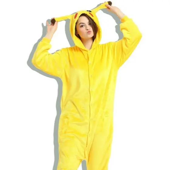 Pijama Pikachu Cosplay Kigurumi Adulto e Infantil Muito Fofinho