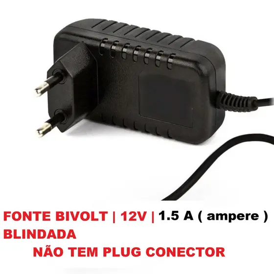 Fonte Energia Bivolt 12v 1.5a Ampere Blindada Chaveada 110v 220v Automatica CFTV Universal sem Plug Conector