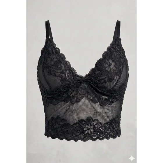 Cropped Top De Renda Feminino Alça Regulável Com Bojo