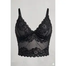 Cropped Top De Renda Feminino Alça Regulável Com Bojo