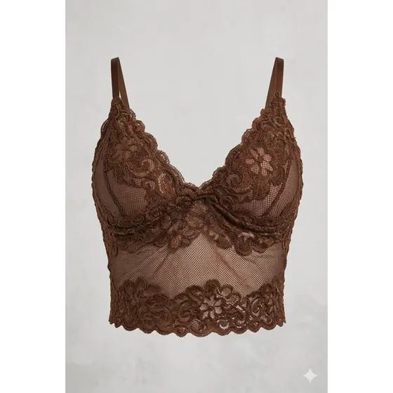 Cropped Top Renda Bojo Decote Feminino