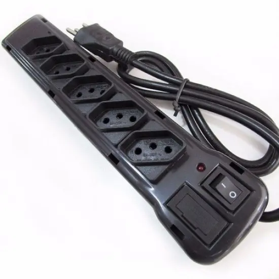 Filtro De Linha 5 Tomadas Bivolt Cabo PP 1,2 m Preto  C/INMETRO