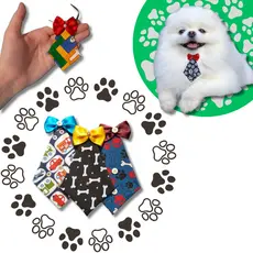 Gravatas Pet, Macho, Cachorro, Gato, Cães, Banho e Tosa, Pet Shop, Kit, Tamanho M, 15 Unidades.