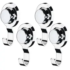 Kit 4 Porta Gancho Toalha de Rosto Banheiro Lavabo Cromado Fixação Ventosa Sem Furos Cromado Future