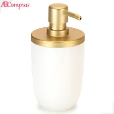 Dispenser Porta Sabonete Líquido Detergente 500ml Premium Banheira Lavabo Dourado/Branco Arthi