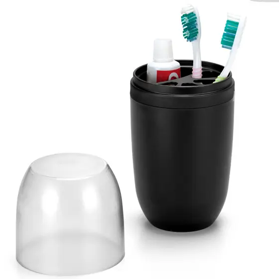 Organizador Escova de Dentes e Creme Dental com Tampa Capacidade 500ml Preto Arthi