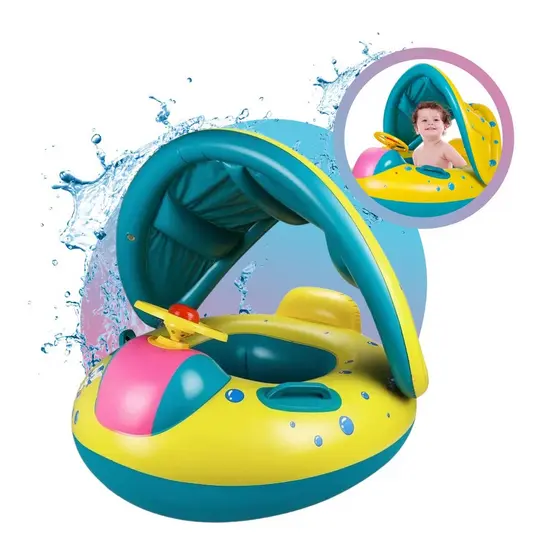 Boia Bote Bebê Infantil Inflável Piscina Praia Bote Cobertura Proteção Uv