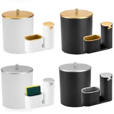 Kit Lixeira Lixinho Lixo Pia Cozinha 5 Litros + Dispenser Porta Sabão Detergente Luxo Moderno Arthi