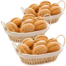 Cesto de Pão Oval de Papel com Alça e Forro em Tecido Frutas Piquenique Decoração