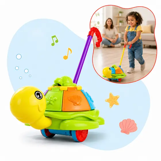 Tartaruga De Empurrar Push Plane Bebê Infantil Empurrador Andador Com Som Primeiros Passos Kizumba