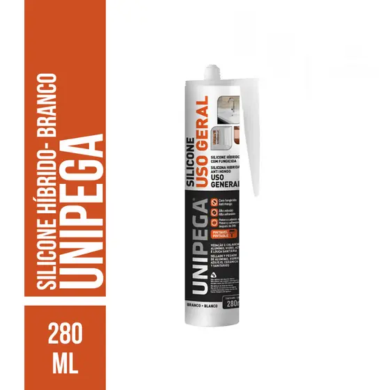 Silicone Híbrido Fungicida Uso Geral Pintável 280ml Unipega
