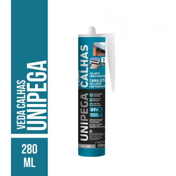 Cola Selante Veda Calha Fungicida 280ml Cinza Unipega