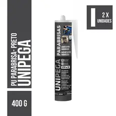 Kit 2 Cola Pu Parabrisa Vidro Automotivo Preta Unipega 400g