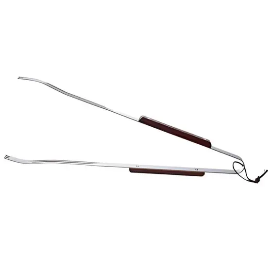 Pegador Para Churrasco De Inox Com Cabo De Madeira Leme 38cm