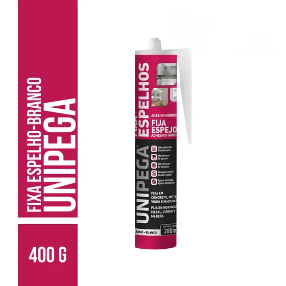 Fixa Espelho Cola Adesivo Híbrido Unipega 400g