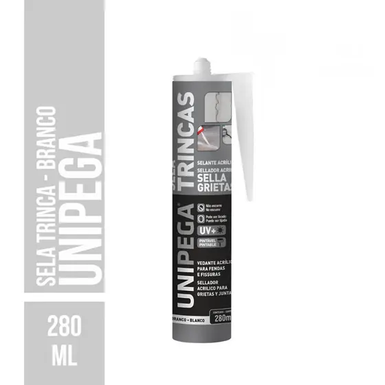 Cola Selante Veda Sela Trincas Fissuras Rachaduras Branco 280ml Unipega