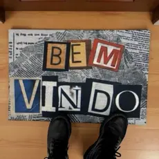 tapete capacho para porta de entrada - bem vindo jornal