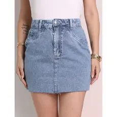Saia Jeans Feminina Cintura Alta saia midi saia colorido sem rascada 8156