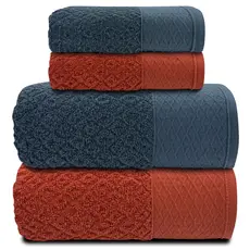 Jogo/Kit 4 Toalhas (2 Banho + 2 Rosto) Capri Banhão Premium Luxo Grande Fio Penteado 100% Algodão