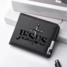 Carteira Jesus masculina fina Couro sintético Conpacta