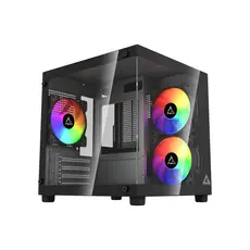 Gabinete Gamer GStorm Aquário Vanguard Preto Lateral e Frente Vidro Temperado 3 Fans Rainbow USB 3.0