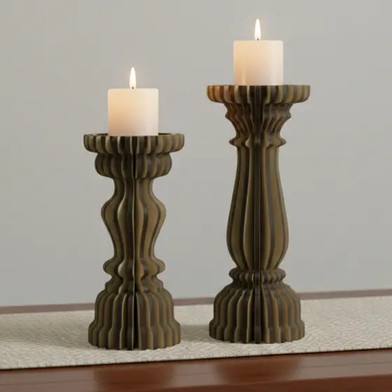 Kit 2 Castiçal Candelabro Decorativo para Velas Porta Velas, Mesa e Casamento em MDF Cru