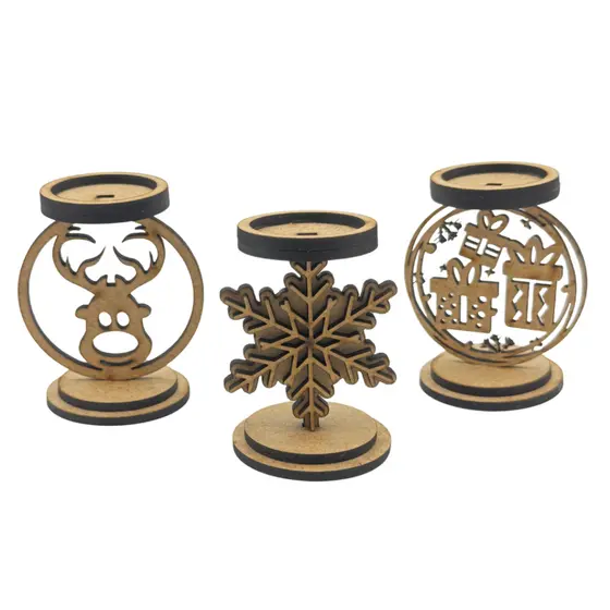 10 Porta Velas Natal Mdf Enfeite Natal Vários Modelos