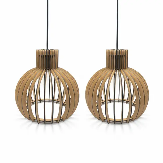 Kit 2 Pendente Lustre Luminaria de Teto em Mdf