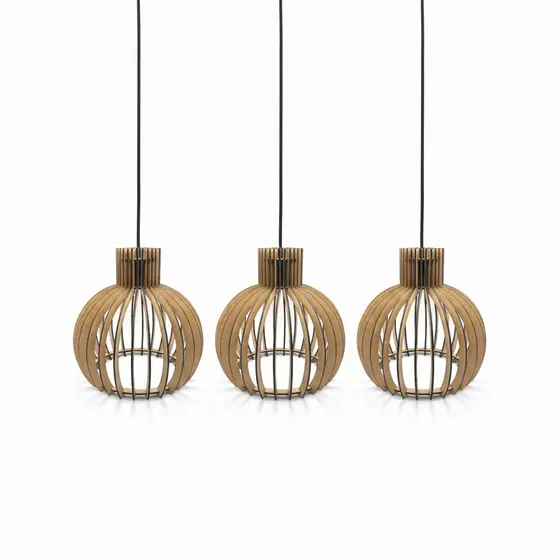 Kit 3 Pendente Lustre Luminaria de Teto em Mdf