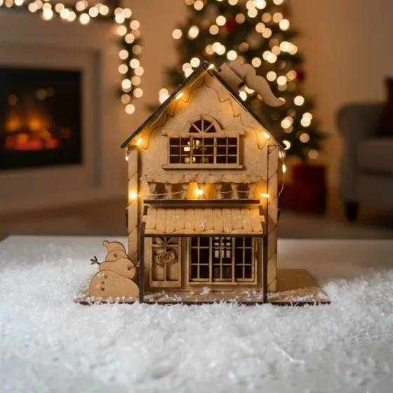 Casinha Decoração Natal Mdf 3mm Cru