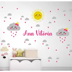 Adesivo de parede infantil chuva de amor - corações